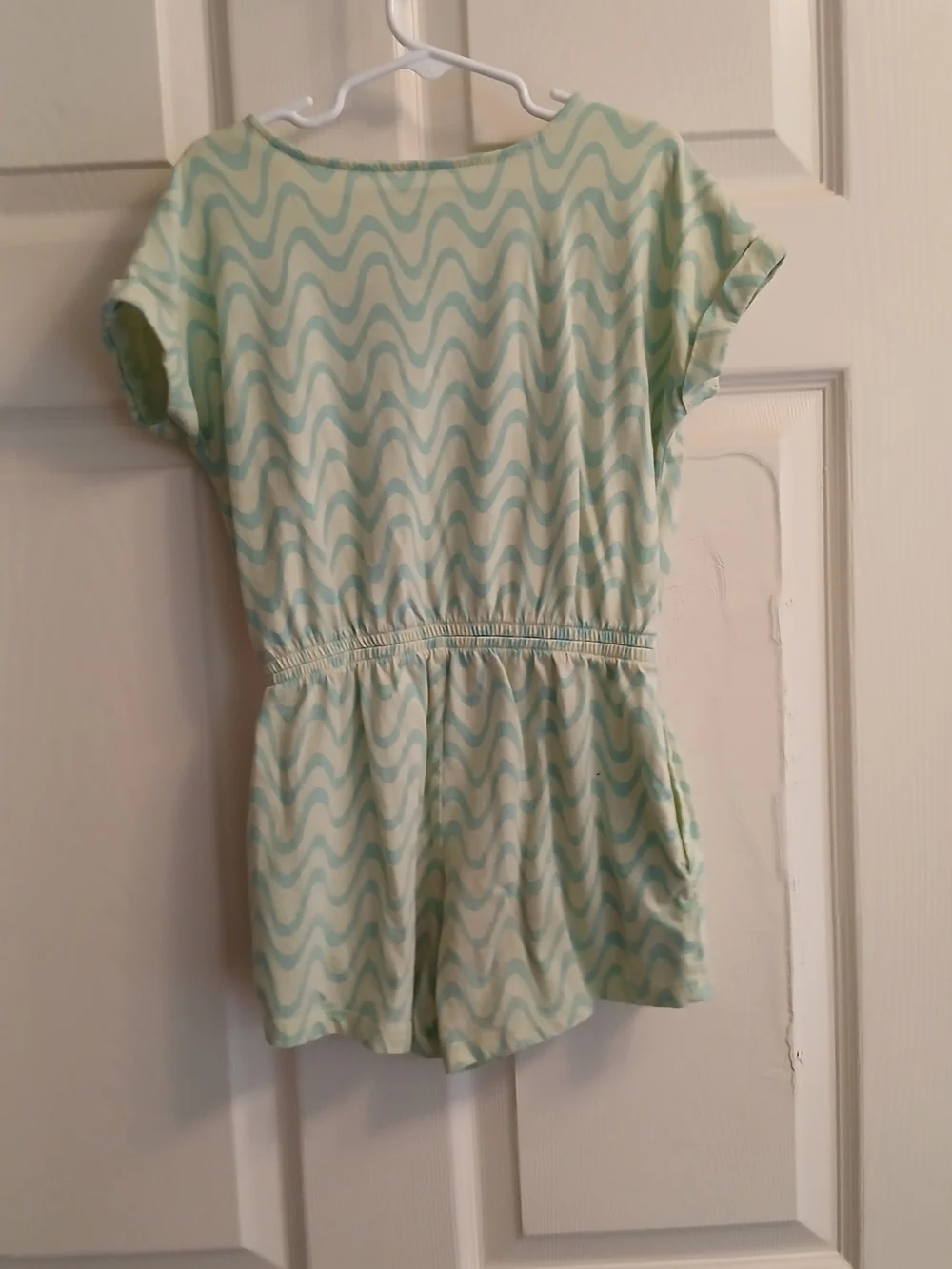 Old Navy Girls' Light Aqua Wave Print Romper